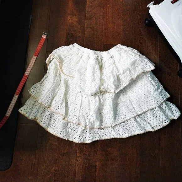 White Ruffle Eyelet Skirt - Picture 2 of 6